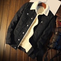 Men Jean Jacket Turndown Breasted Winter Denim Coat Lapel 22