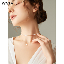 Baroque double pearl necklace female niche light luxury simple choker 2021 New pendant single drop