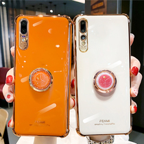 Applicable Huawei p20pro mobile phone shell Electroplating Silicone Air Bag Anti-Fall p20 Protection Shell Ring Bracket Limited Edition Net Red Money Creative Superfire p20p Tide Cards New womens fashion Ins favourites