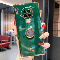 Huawei mate30pro mobile phone shell plated silicone gel clock bracket mate30 protective shell ring buckle airbag anti-fall m30 protective sleeve camera full-pack lens mate20 female 5g