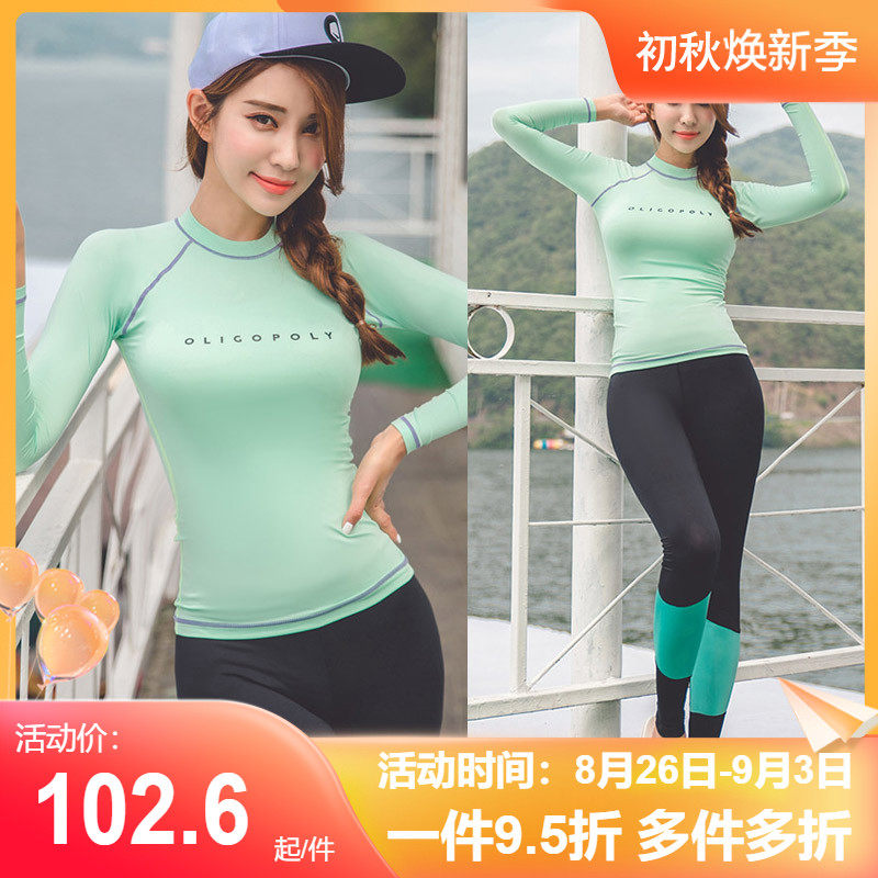 2020 New Wetsuit Women Sun Protection Long Sleeve Swimsuit Print Snorkeling Suit Quick Dry Pants Jellyfish Surf Suit