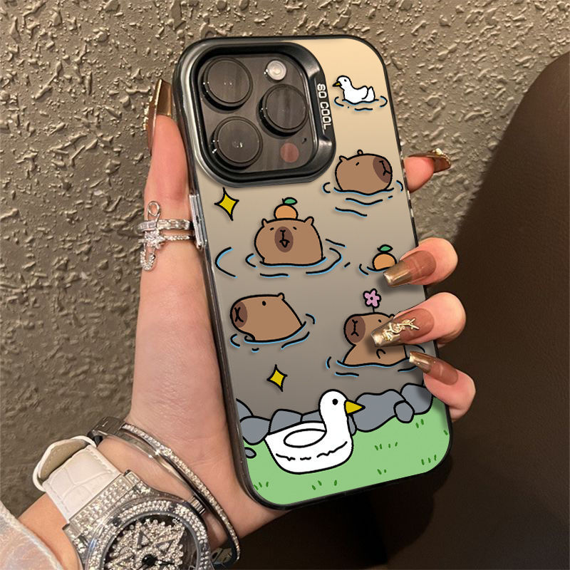 Duck Capybara Phone Case Suitable for Apple 17Pro, Iphone16Promax, Creative and Stylish, New Model for Men and Women, Xsmax Anti-Drop Cartoon, 11 High-End Feel, Xr Trendy Brand, 12 Popular Model, XS Personalized