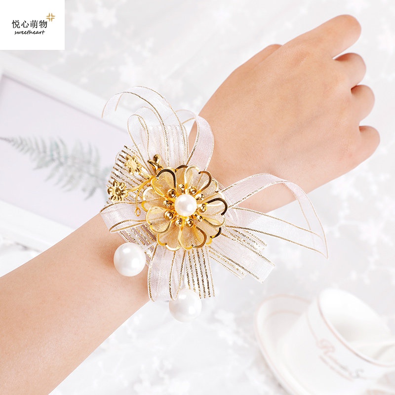 Wedding Bridesmaids Wrist Flowers Upscale Bridal Sisters Group Little Clear New Hands Flowers Wedding Mori Flowers Ring Wedding Celebration supplies