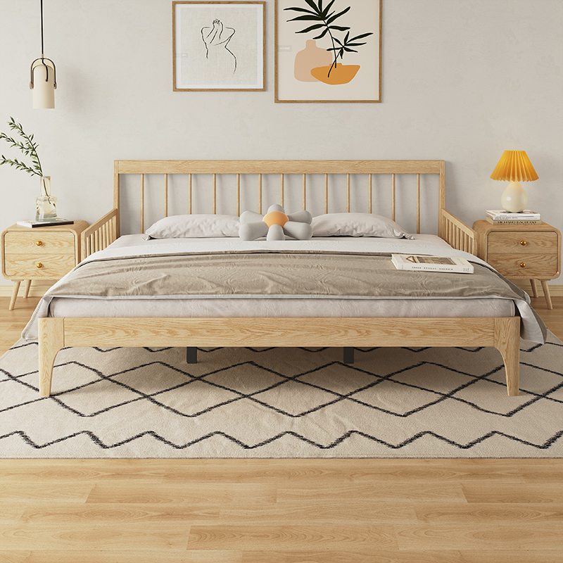 Two-child parent-child family bed a four-member hotel B&B stitching bed 2 m x 2 m 2 2 widened solid wood bed