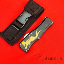 Embossed aluminum alloy handle 3D shape straight out EDC tool set multi-purpose nylon sheath outdoor survival knife sheath