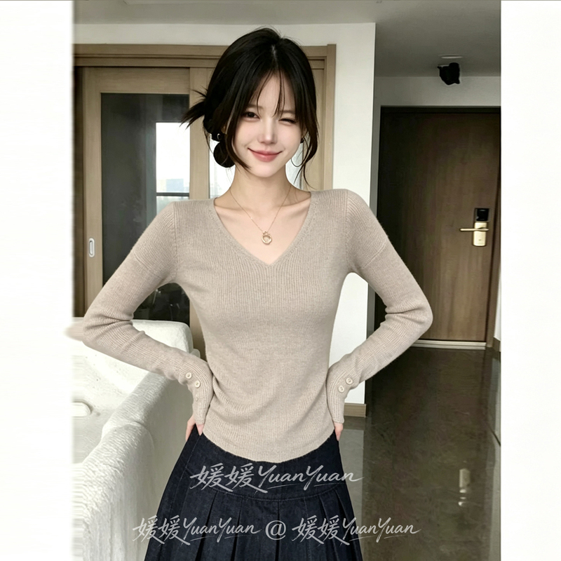 Women's Base Layer Sweater 2026 Spring and Autumn New Style Long-Sleeve Top, New Design Niche Knitwear Trendy Women's Base Layer Sweater 2026 Spring and Autumn New Style Long-Sleeve Top, New Design Niche Knitwear Trendy