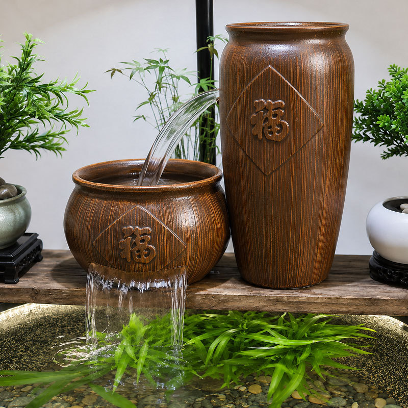 Flowing Water Ornaments, Circulating Water Fish Tank Landscaping, Traditional Waterfall, Creative Living Room Decoration, Fish-Keeping Ceramic Pot, Complete Set of Filters Flowing Water Ornaments, Circulating Water Fish Tank Landscaping, Traditional Waterfall, Creative Living Room Decoration, Fish-Keeping Ceramic Pot, Complete Set of Filters