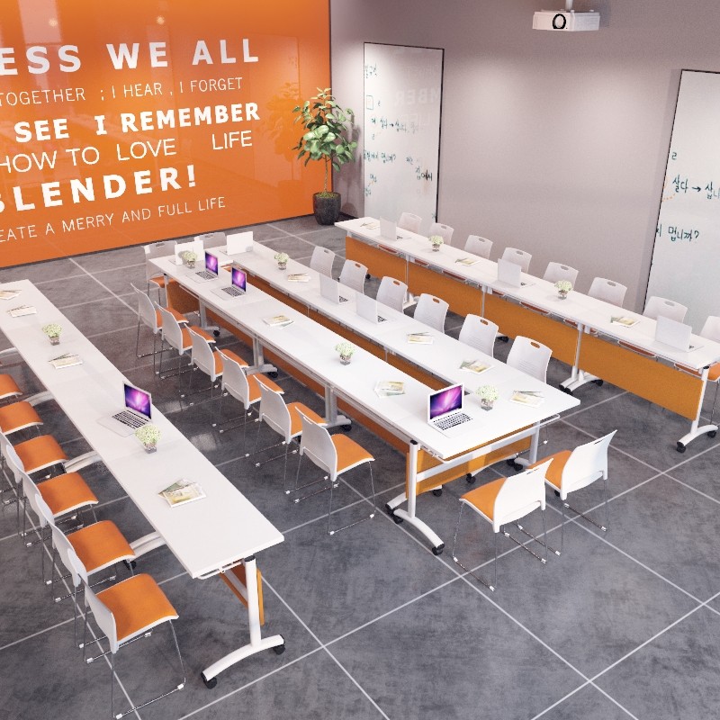 Simple and modern combination conference table folding training table and chair double copy bar desk mobile splicing wheel table