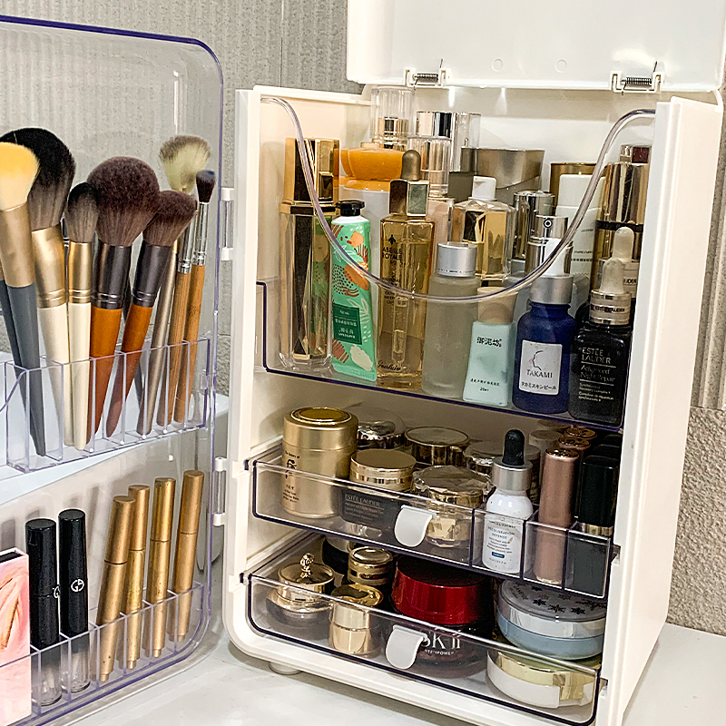 Cosmetics containing box large capacity new desktop containing box dust-proof mouth red skincare makeup table net red shelf