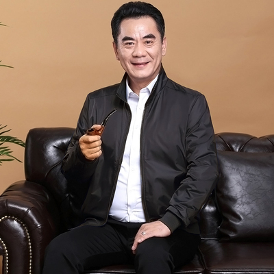 中老年大码夹克男装秋冬外套爸爸装