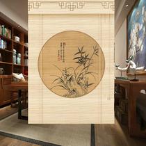 Customized Chinese-style printed bamboo curtain roller curtain lifting curtain hanging painting tea room decoration blackout partition rolling door curtain