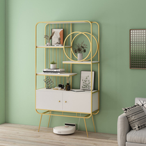 Nordic light luxury storage rack floor-standing bookshelf living room entrance storage display rack bedroom iron decorative shelf creative