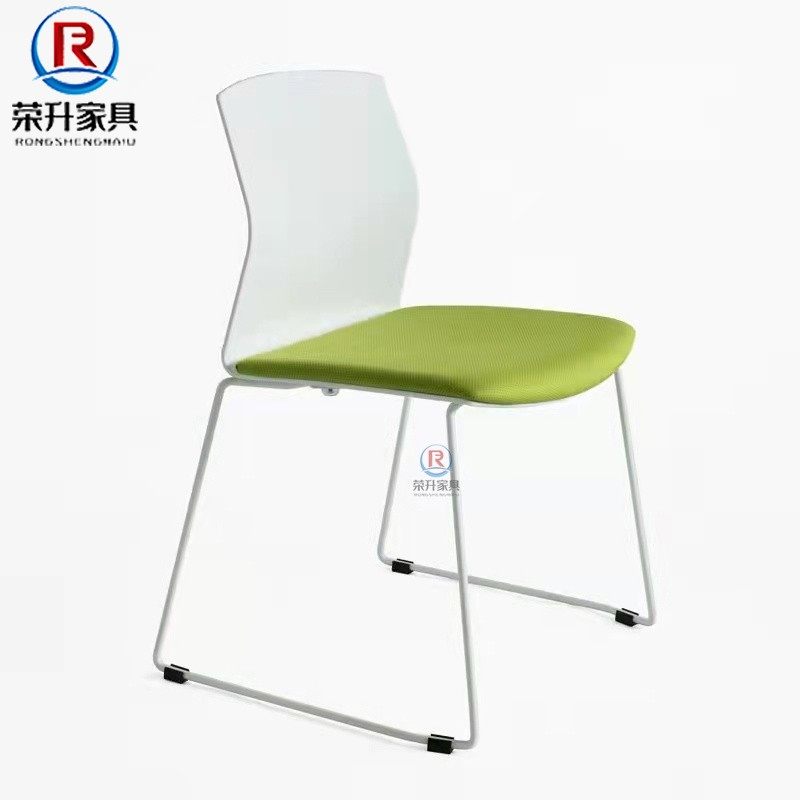 Plastic steel reception chair white stackable meeting chair student training classroom chair company front desk chair fixed foot chair