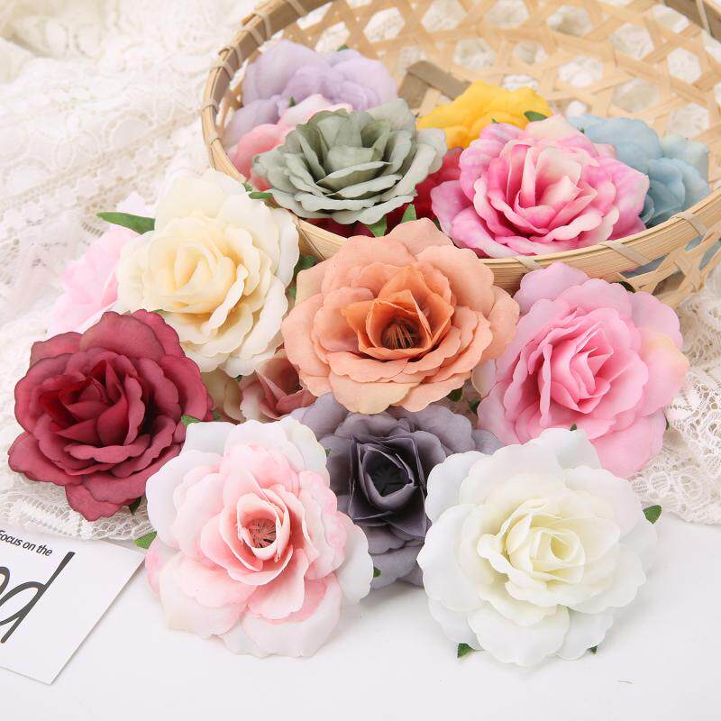 Simulation rose head rose silk fake flower diy handmade wreath corsage straw hat flower material wedding arrangement