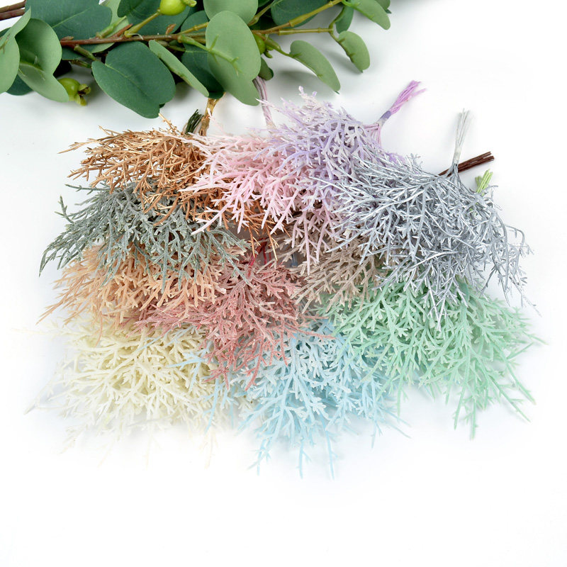 Sen Ensemble Plastic Leaf Emulation Flower DIY Handmade Flower Ring Material Accessories White Cream Green Leaf Pine Fog Gift Box Decoration