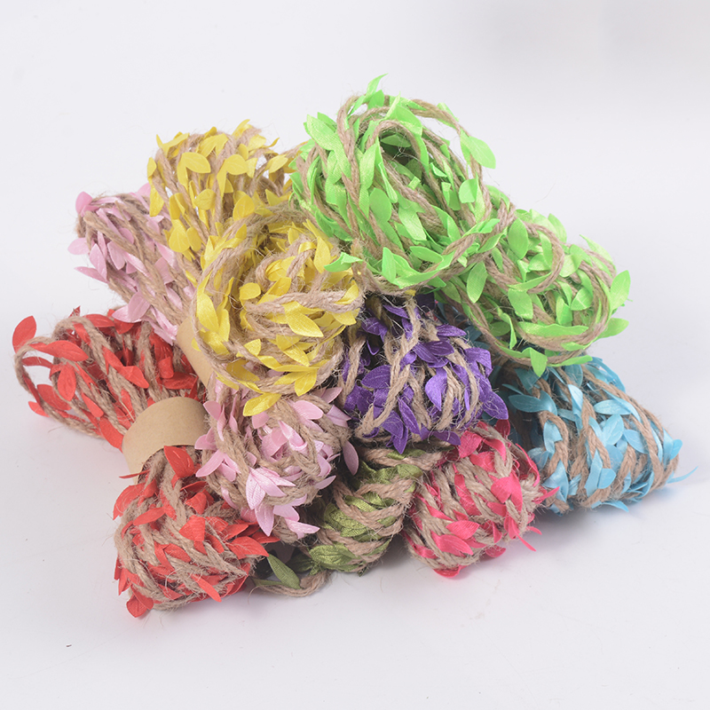 Senteal emulation coloured green leaf hemp rope rattan rope diy hand made woven material to decorate photo wall