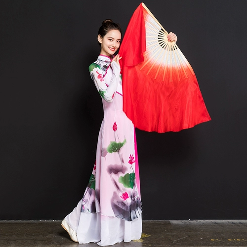 Классический фанат Chant Silk Fan Dance Dance Fan Stage Performance Big Red Gradient Fan Square Dance Tour Yangge Tour