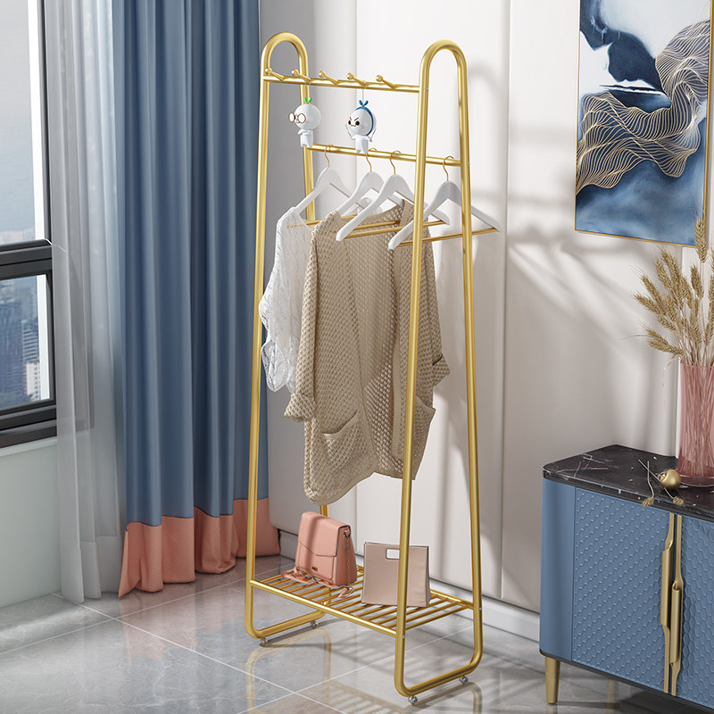 Nordic Light Lavish Hanger Ground Floor Bedroom Iron Art Clothes Hat Rack Simple Multifunction Ins Wind Creativity Home Clothes Hanger