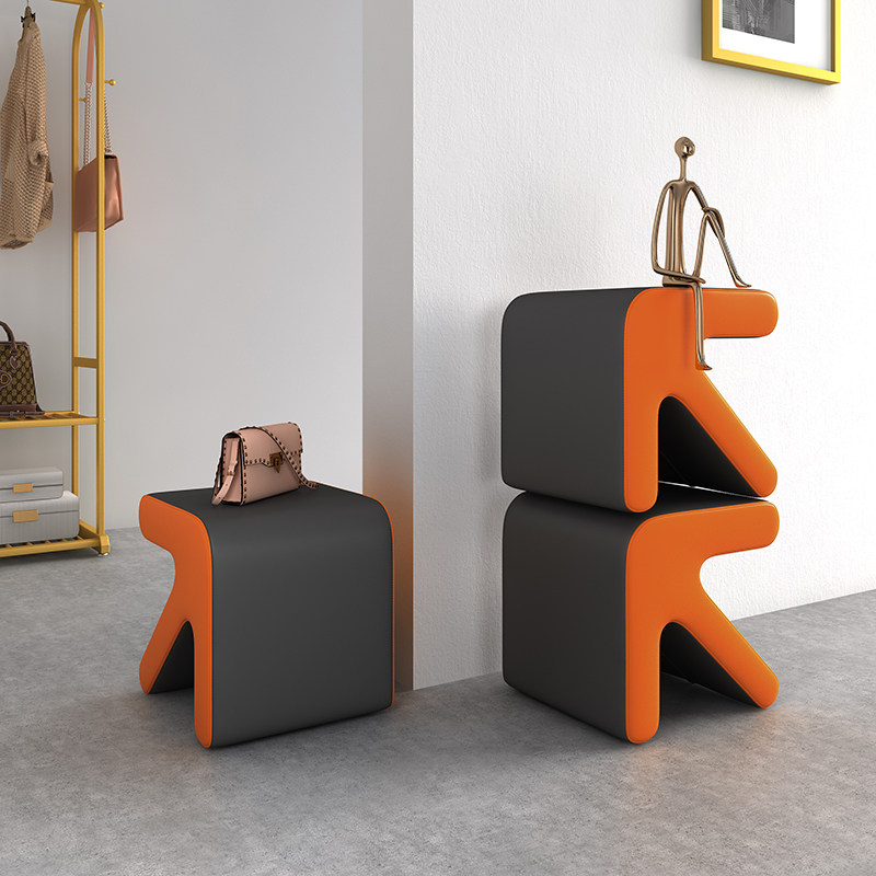 Small stool Home sofa Stool Soft Seat Bench Light Extravaganza Red small chair Living room Sitting pier Creative short stool for shoe changing stool