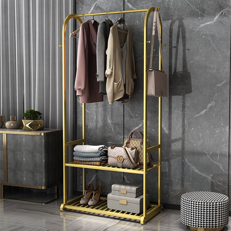 Wrought iron hanging hanger floor to ceiling bedroom simple hanger home hanging clothes rack hanging bag rack modern light luxury coat rack