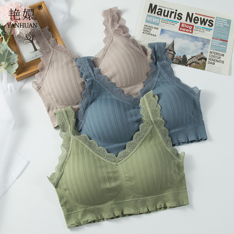 Tube Top Style Wireless Bra for Women, Lace Sexy Small Chest Padded Beautiful Back Camisole Inner Wear Sports Bra