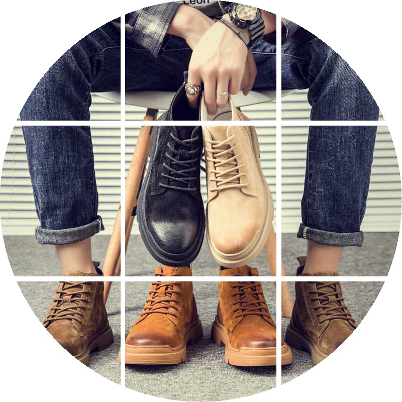 Giày Martin boot nam giày cắt giữa của Anh Giày nam giản dị của Anh Zhongbang da mùa thu xu hướng hoang dã của nam giới - Giày ống