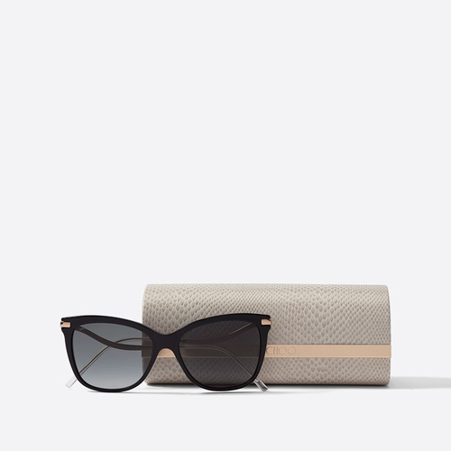 [Официальное подлинное] Джимми Чу/Штефф/С 55 Медное Золотое зеркало Черная рама Черная рама Солнцезащитные очки