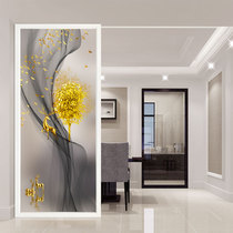 Modern minimalist art glass screen partition Abstract light luxury entrance bedroom occlusion frosted double-sided light transmission effect
