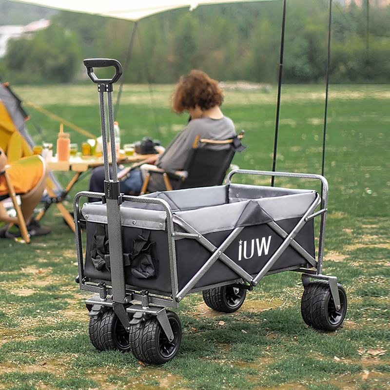 IUW Camper Cart Outdoor Folding Camper Pull Trailer Ground Stall Fishing Rod Cart Picnic Cart Camper