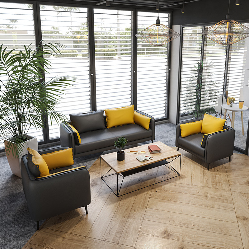 Office sofa tea several sets of small household business reception triple guests to negotiate a simple and modern leather combination