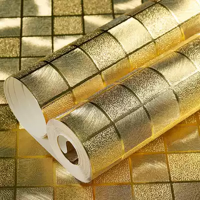 Mosaic gold foil wallpaper Golden Silver ktv Hotel hanging ceiling shop counter 3D plaid wallpaper