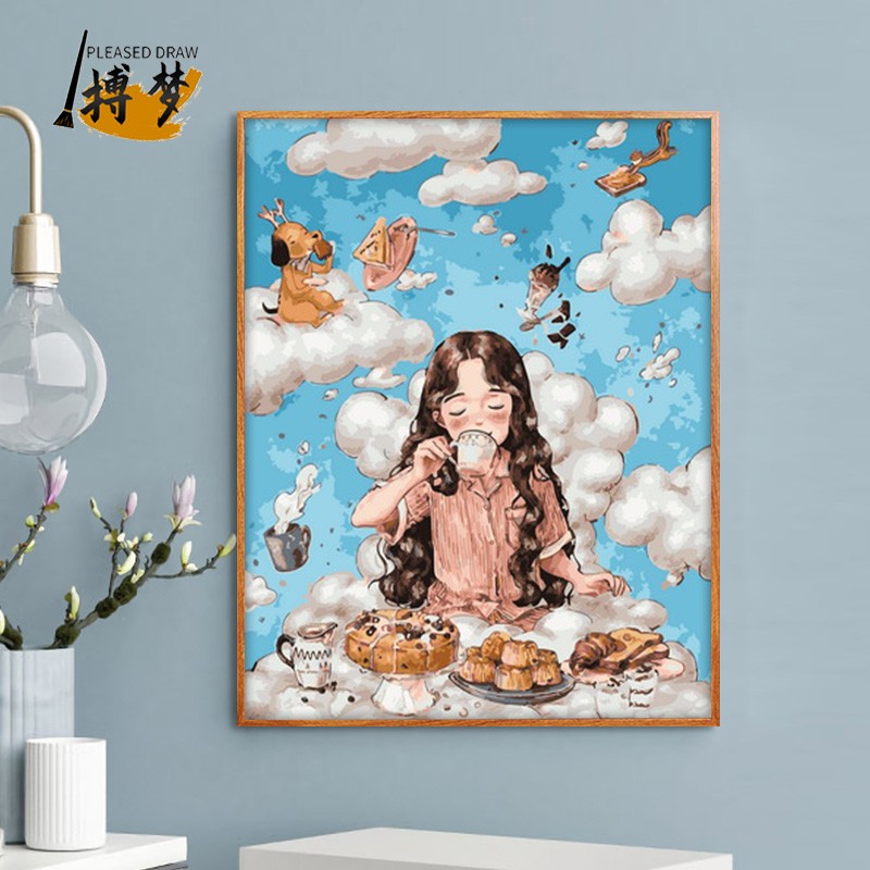 diy digital oil painting senteo girl illustrator small prince living room figure hand hand-painted and colored decoration oil color painting