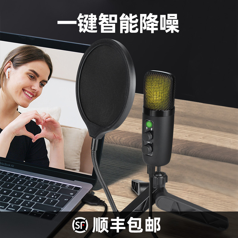 The Anemone Capacitive Microphone Smart Key Noise Reduction Game Live YY Voice K Song Computer USB Recording Microphone