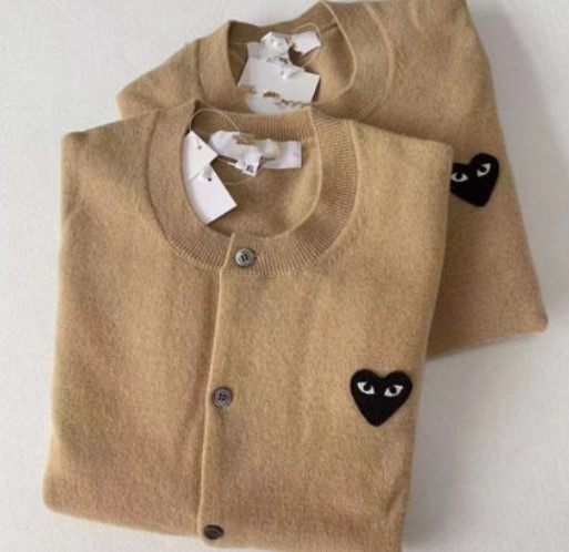 (The same style in the mall) tide brand wool cardigan woman with love couple knit sweater long sleeve peach heart coat male