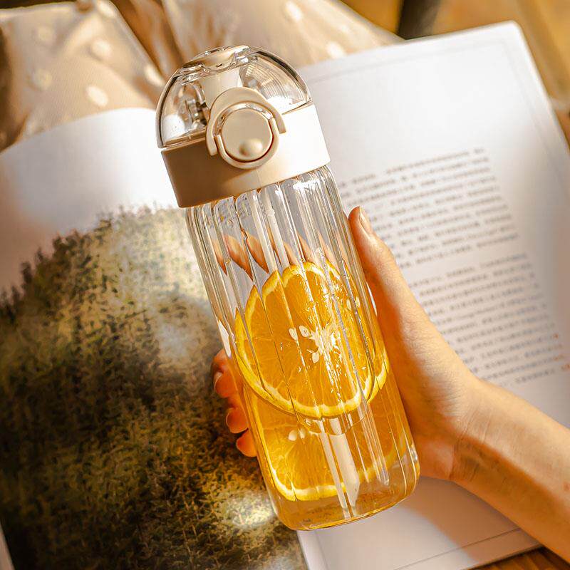 Glass glass glass female high value simple freshman and fresh department office adult lady large capacity portable straw cup