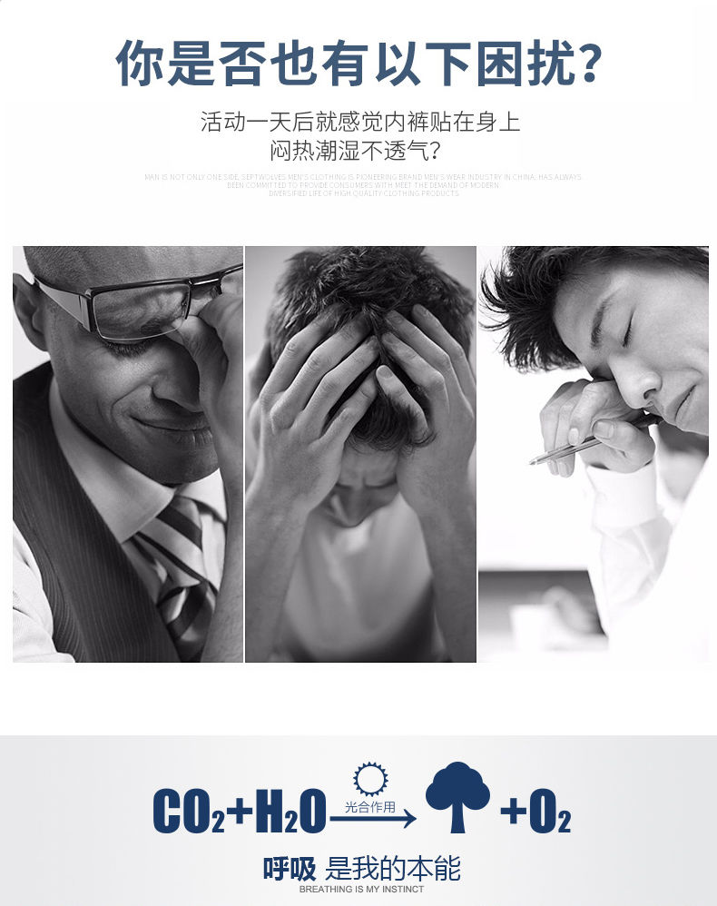 莫代尔男士内裤平角裤透气青年男内裤