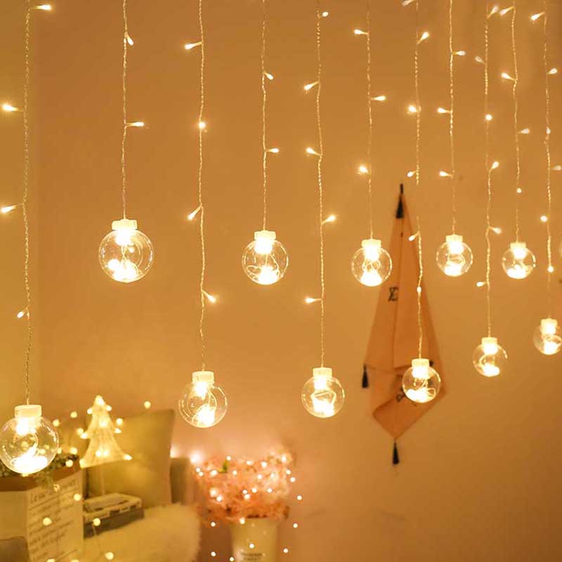 LED Honestly Ball Red LightBedroom Decorated LightFestival Lights Fill with Star Lights and Curtains