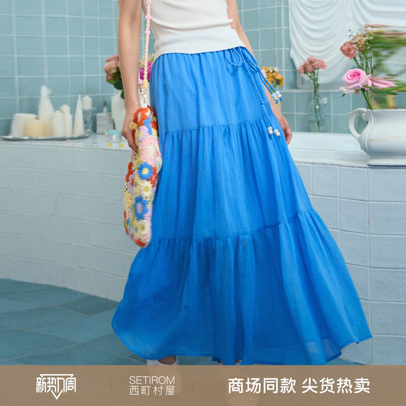 [Illustrator Series] Nishi-Daimachi Village House Skirt with Waist Tie 2026 Summer Relaxed Skirt Xabb11155