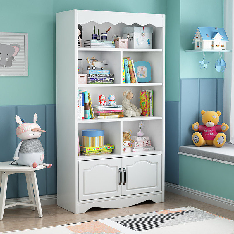 Floor-to-ceiling simple storage rack integrated wall-mounted living room simple solid wood influencer student child bookcase shelf 