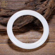 Yao Xinjiang Hetian Jade round bracelet natural sheep fat jade White Jade ladies jade bracelet with certificate