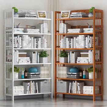 Household white bookshelf solid wood floor-standing children's bookcase tv cabinet storage simple office display