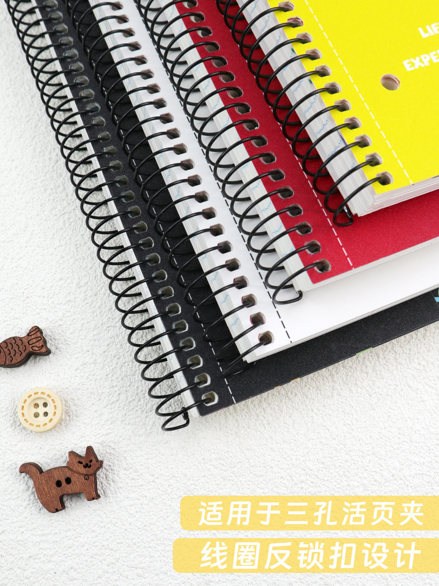 Mainstay Bring-In-The-Money Cat Commune Co-Branded American-Style Spiral Notebook A4 with Pocket, Three-Ring Binder Notebook with Divided Pages