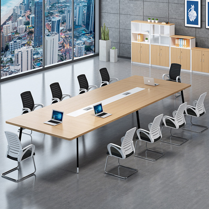 Office furniture size office conference table long table simple modern conference room training table and chair combination rectangle
