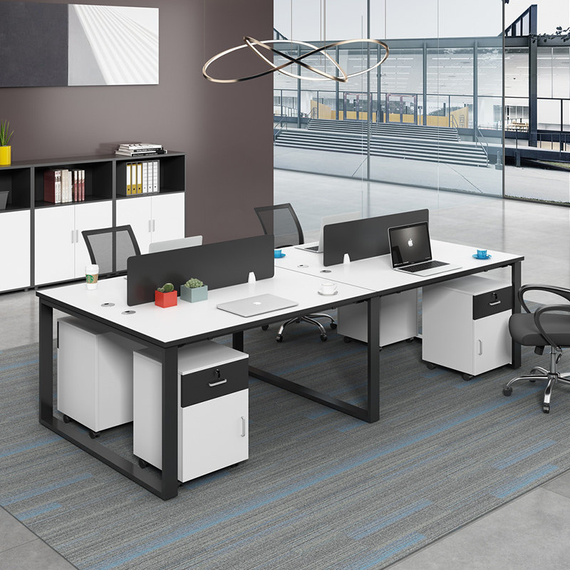 Royal White Steel Frame Staff Desk and Chair Combined Screen Workplace Simply Modern 4-6-Person Office Furniture