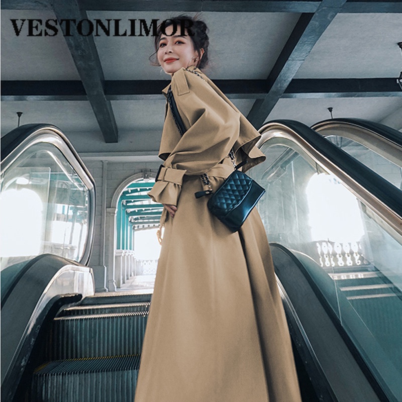 Vestonlimor Spring New Khaki Windbreaker Women's Mid-Length British Style Loose Slimming Elegant Coat