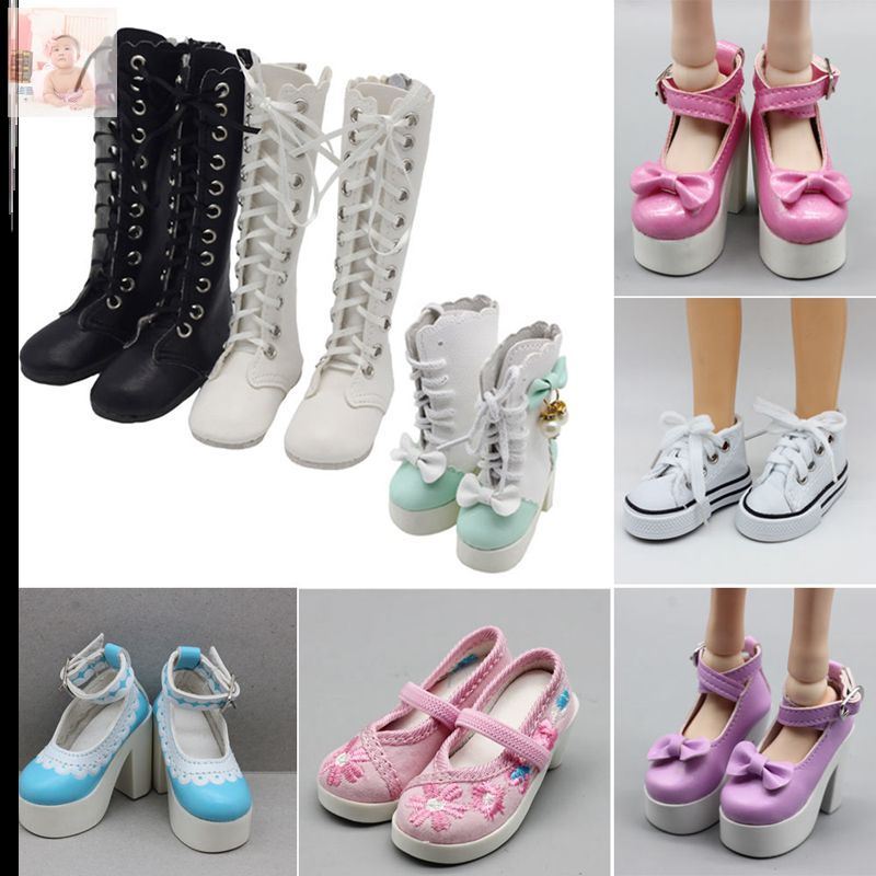 bjd60cm leaf Luo Li fairy doll high heels for Barbie clothes and shoes boots leather shoes