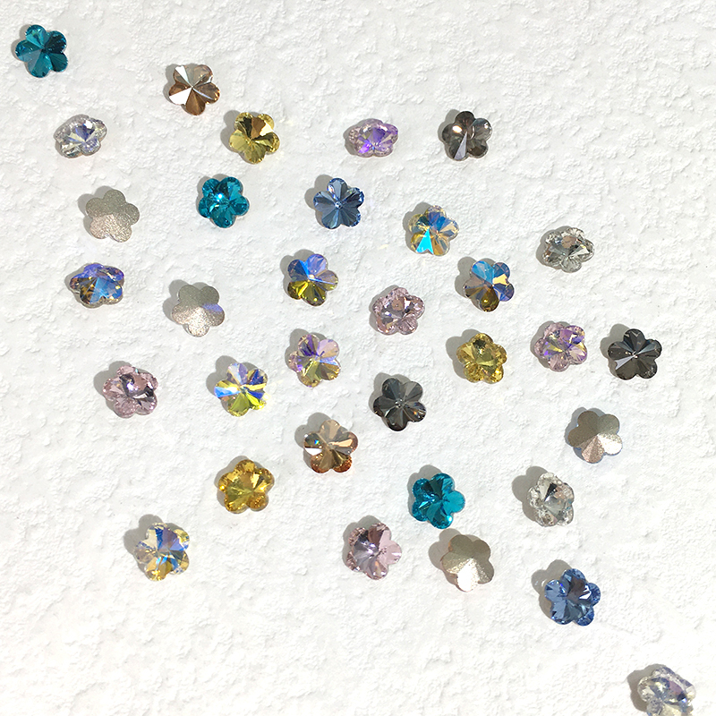 Dana Pointed Bottom Plum Blossom 6mm 50 Pieces New Colorful Nail Art Three-Dimensional Mixed Color White Moonlight Color Internet Celebrity Nail Rhinestones
