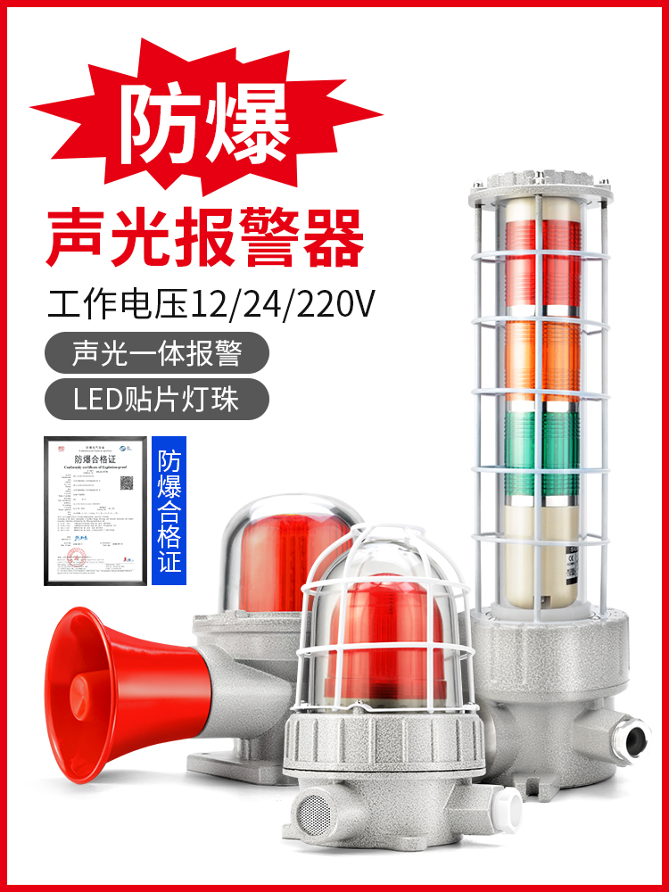 BBJ explosion-proof sound and light alarm 220V24V explosion-proof LED signal warning light 120 dB IP65 alarm light