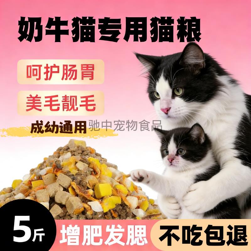 Freeze-Dried Cat Food for Dairy Cats, 5kg Large Packs, High-Protein Formula, Suitable for Adult Cats and Kittens, Affordable for Stray Cats