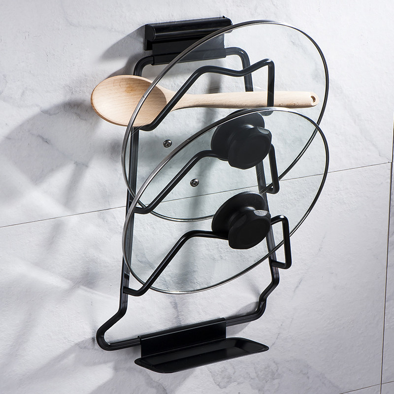 Pot lid rack wall-mounted water-free perforated kitchen lid shelve shelve shelve supplies for home Grand-contained devinators